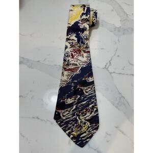 Vintage 1940s Regal Hand Painted Cravat Tie Necktie Duck Mallard Swimming 49 x 4